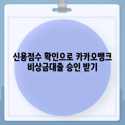 카카오뱅크 비상금대출 신용점수