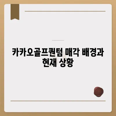 카카오골프퀀텀 매각 이슈 논란과 대응 방안