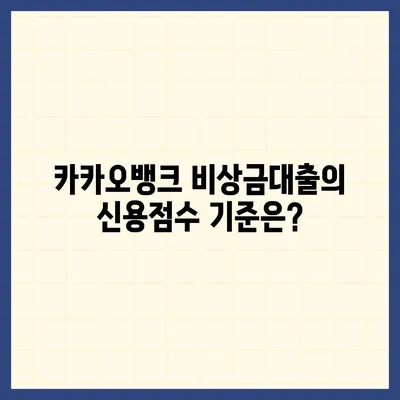 카카오뱅크 비상금대출 신용점수