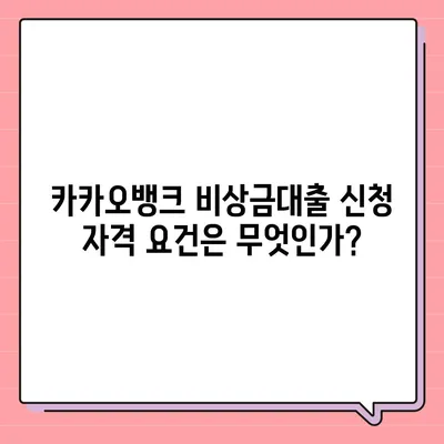 카카오뱅크 비상금대출 조건