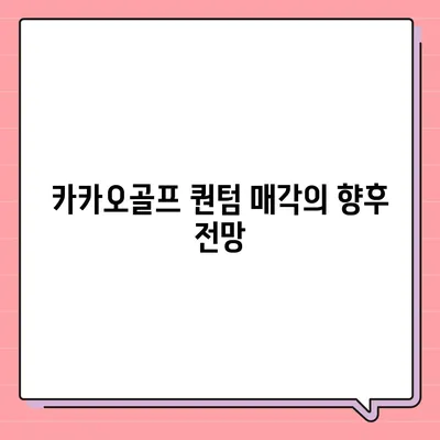 카카오골프 퀀텀 매각 이슈 및 대응