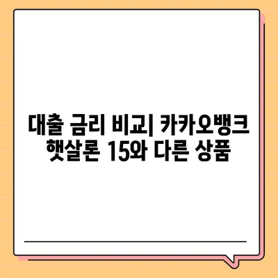 카카오뱅크 햇살론 15 대출 이자 및 금리 상담