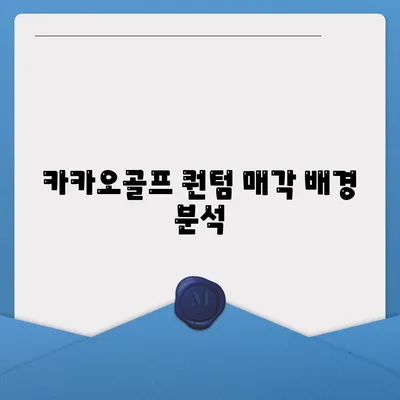 카카오골프 퀀텀 매각 문제와 대응