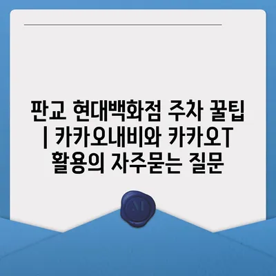 판교 현대백화점 주차 꿀팁 | 카카오내비와 카카오T 활용