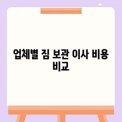 짐 보관 이사 비용, 업체별 견적 추천