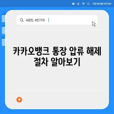 카카오뱅크 통장 압류 해제 꿀팁