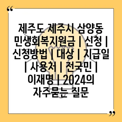 제주도 제주시 삼양동 민생회복지원금 | 신청 | 신청방법 | 대상 | 지급일 | 사용처 | 전국민 | 이재명 | 2024