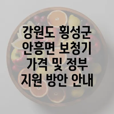 강원도 횡성군 안흥면 보청기 가격 및 정부 지원 방안 안내