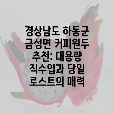 경상남도 하동군 금성면 커피원두 추천: 대용량 직수입과 당일 로스트의 매력