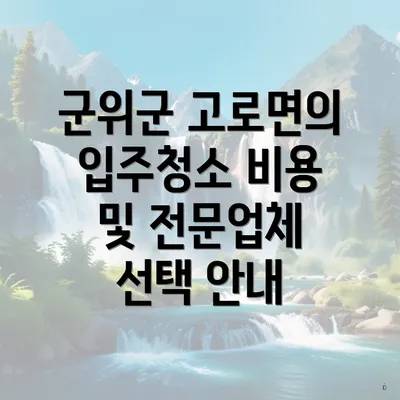 군위군 고로면의 입주청소 비용 및 전문업체 선택 안내