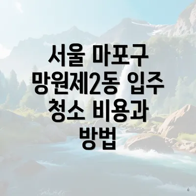 서울 마포구 망원제2동 입주 청소 비용과 방법