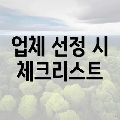 업체 선정 시 체크리스트