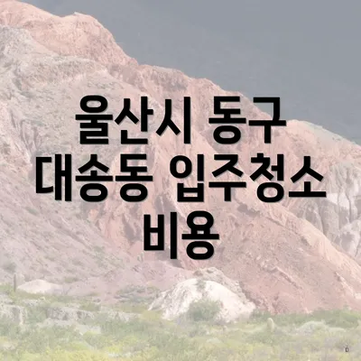 울산시 동구 대송동 입주청소 비용