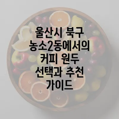 울산시 북구 농소2동에서의 커피 원두 선택과 추천 가이드