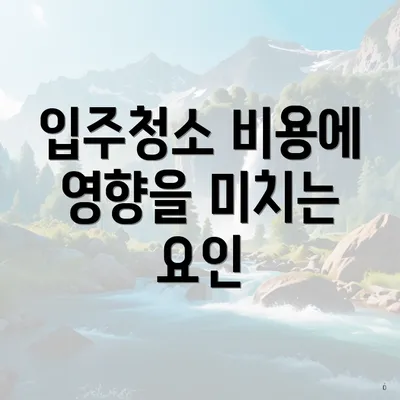 입주청소 비용에 영향을 미치는 요인