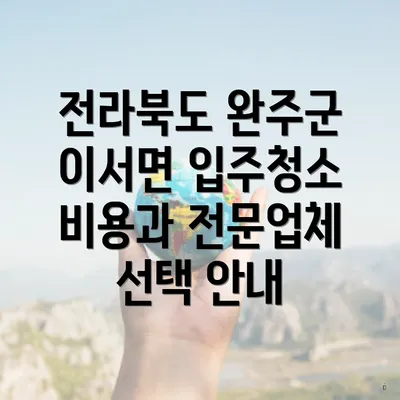 전라북도 완주군 이서면 입주청소 비용과 전문업체 선택 안내