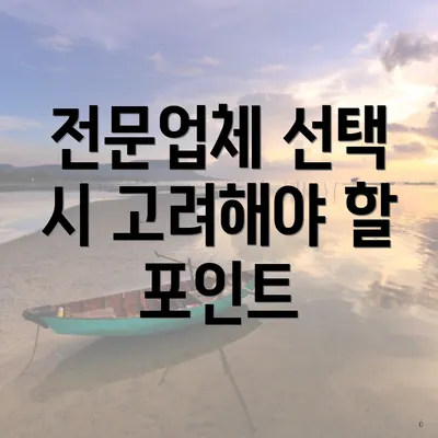 전문업체 선택 시 고려해야 할 포인트