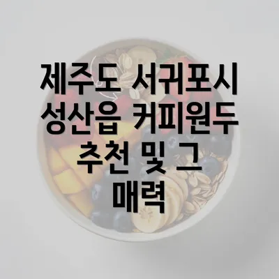 제주도 서귀포시 성산읍 커피원두 추천 및 그 매력