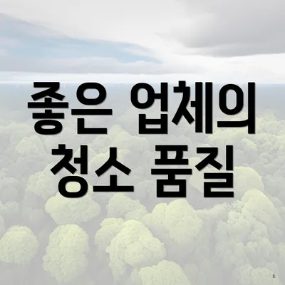 좋은 업체의 청소 품질