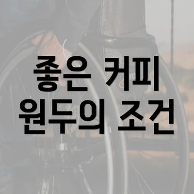 좋은 커피 원두의 조건