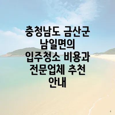 충청남도 금산군 남일면의 입주청소 비용과 전문업체 추천 안내