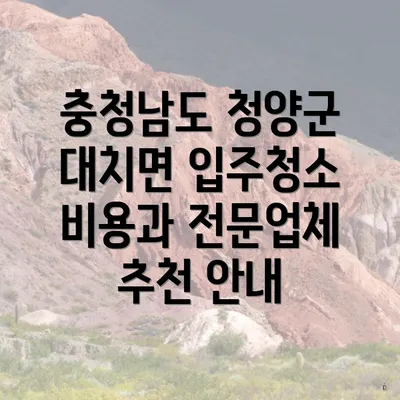 충청남도 청양군 대치면 입주청소 비용과 전문업체 추천 안내