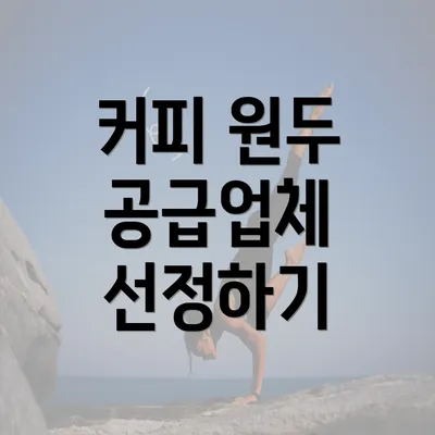 커피 원두 공급업체 선정하기