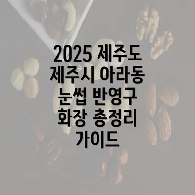 2025 제주도 제주시 아라동 눈썹 반영구 화장 총정리 가이드