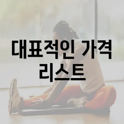 대표적인 가격 리스트