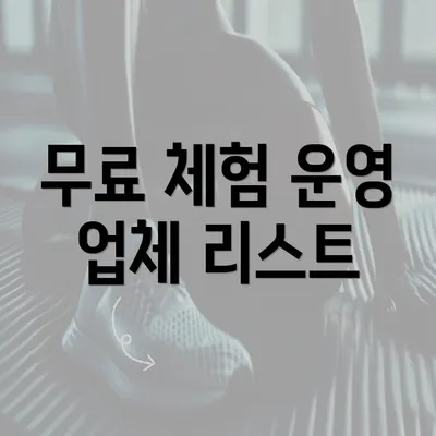 무료 체험 운영 업체 리스트