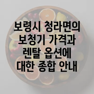 보령시 청라면의 보청기 가격과 렌탈 옵션에 대한 종합 안내