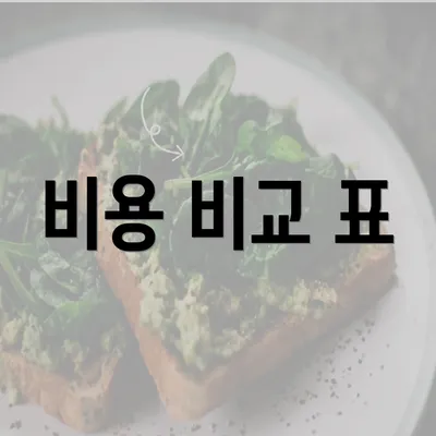 비용 비교 표