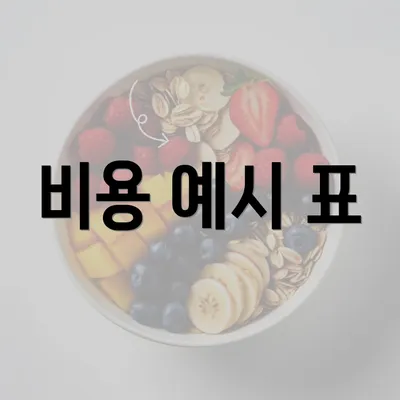 비용 예시 표