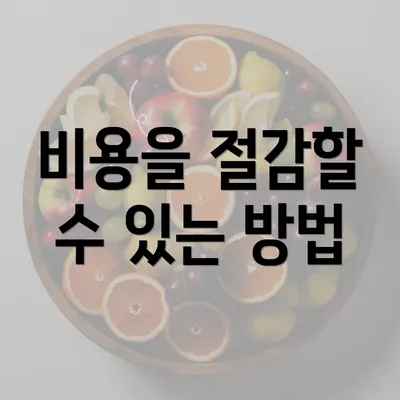 비용을 절감할 수 있는 방법