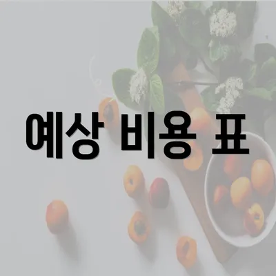 예상 비용 표