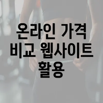 온라인 가격 비교 웹사이트 활용