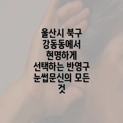 울산시 북구 강동동에서 현명하게 선택하는 반영구 눈썹문신의 모든 것