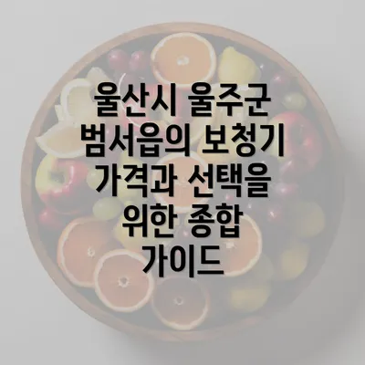 울산시 울주군 범서읍의 보청기 가격과 선택을 위한 종합 가이드