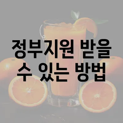 정부지원 받을 수 있는 방법