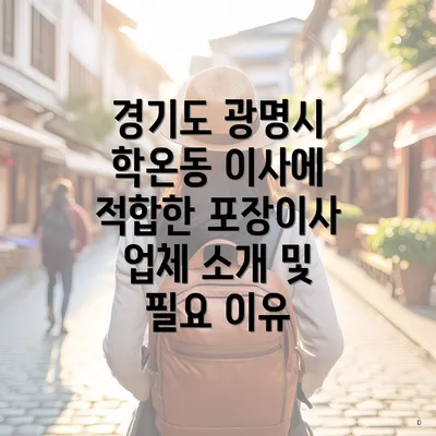 경기도 광명시 학온동 이사에 적합한 포장이사 업체 소개 및 필요 이유