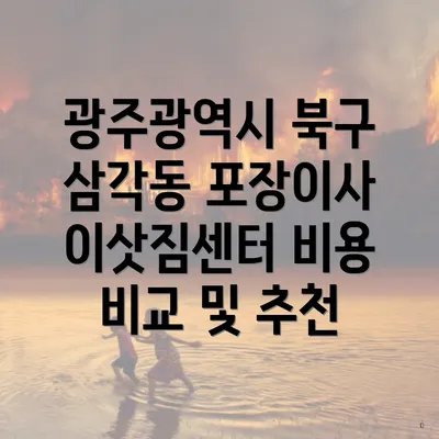 광주광역시 북구 삼각동 포장이사 이삿짐센터 비용 비교 및 추천