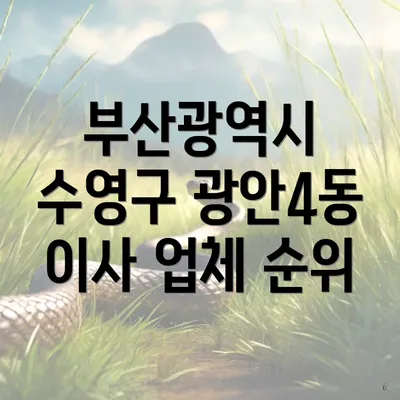 부산광역시 수영구 광안4동 이사 업체 순위