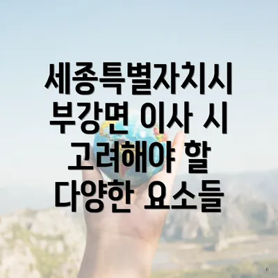 세종특별자치시 부강면 이사 시 고려해야 할 다양한 요소들