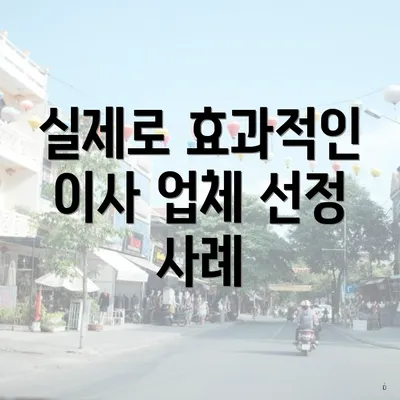 실제로 효과적인 이사 업체 선정 사례