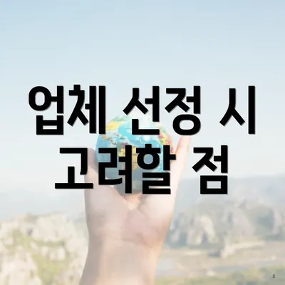 업체 선정 시 고려할 점