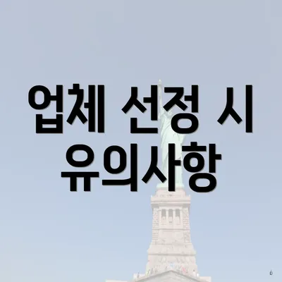 업체 선정 시 유의사항