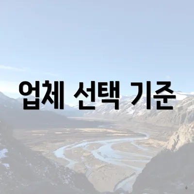 업체 선택 기준