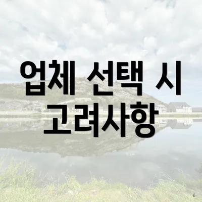 업체 선택 시 고려사항