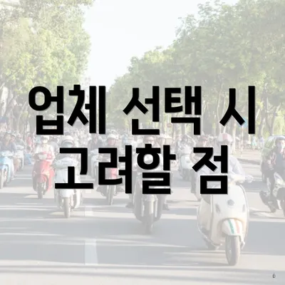 업체 선택 시 고려할 점