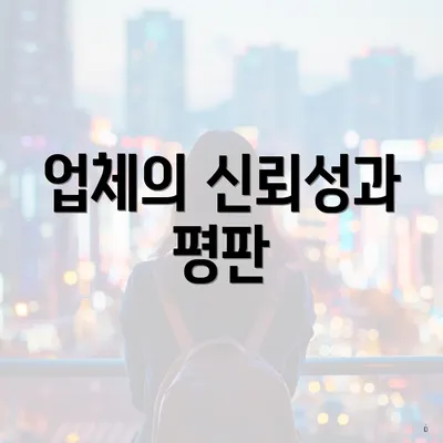 업체의 신뢰성과 평판